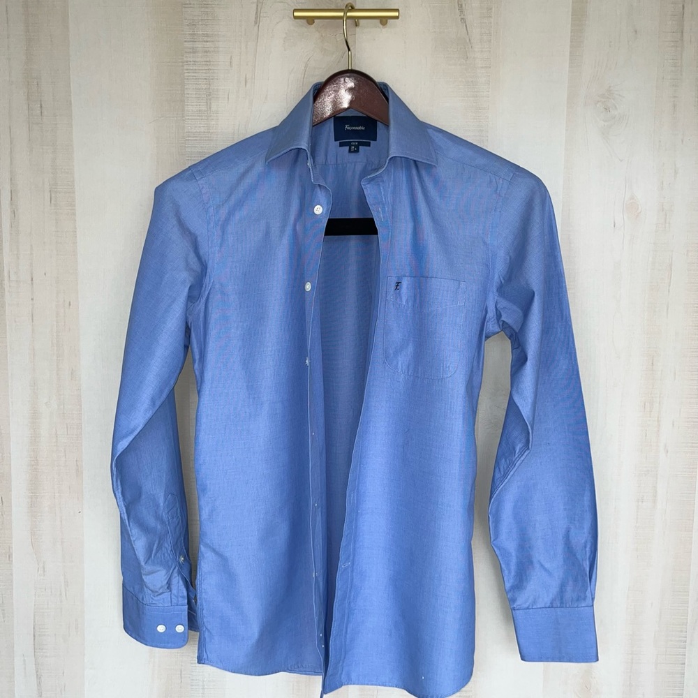 Faconnable blue cotton Faconnable shirt 38/15 large shirt